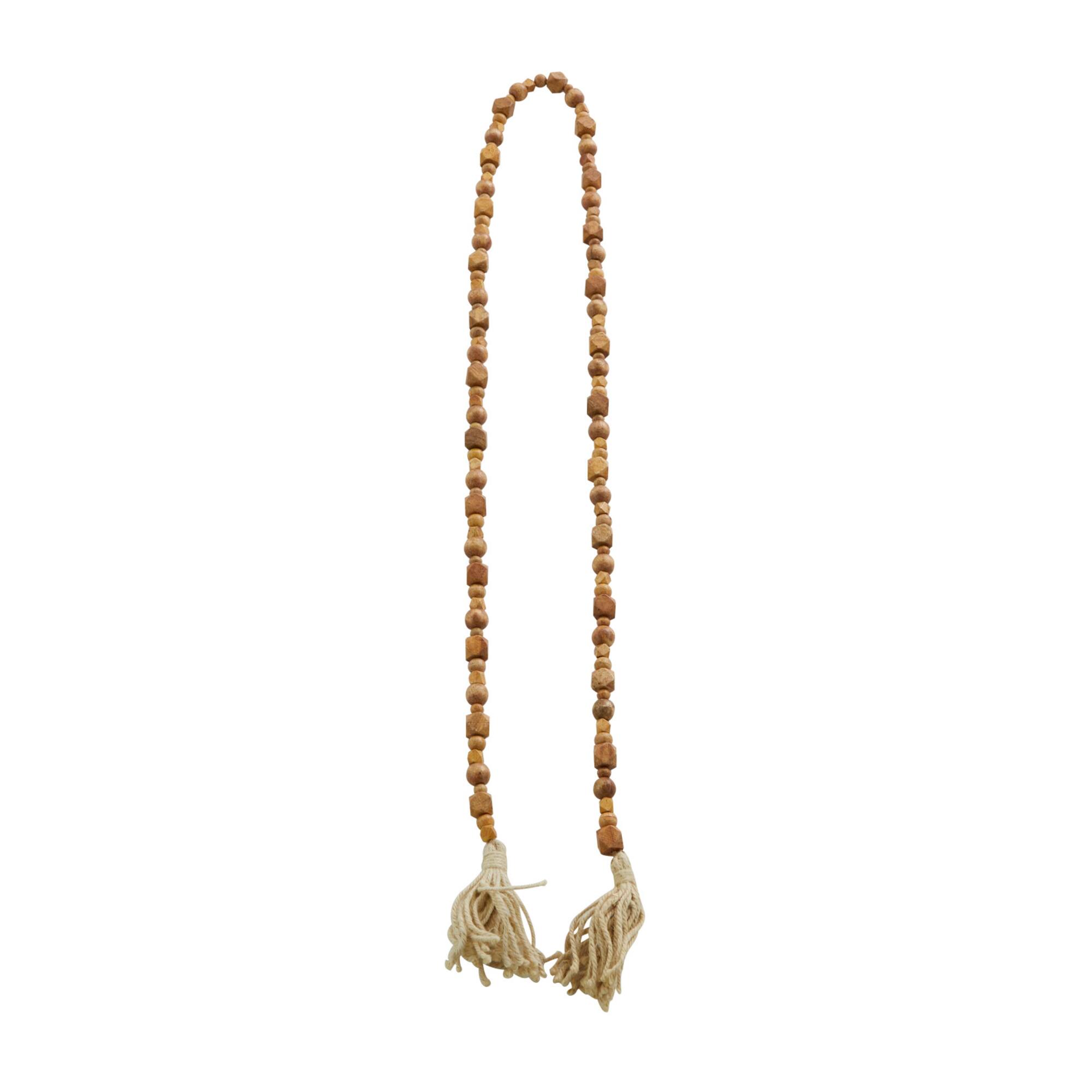 80" Geometric Wood Bead Garland with Tassels